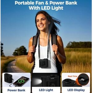 New Portable Fan & Power Bank with LED Light